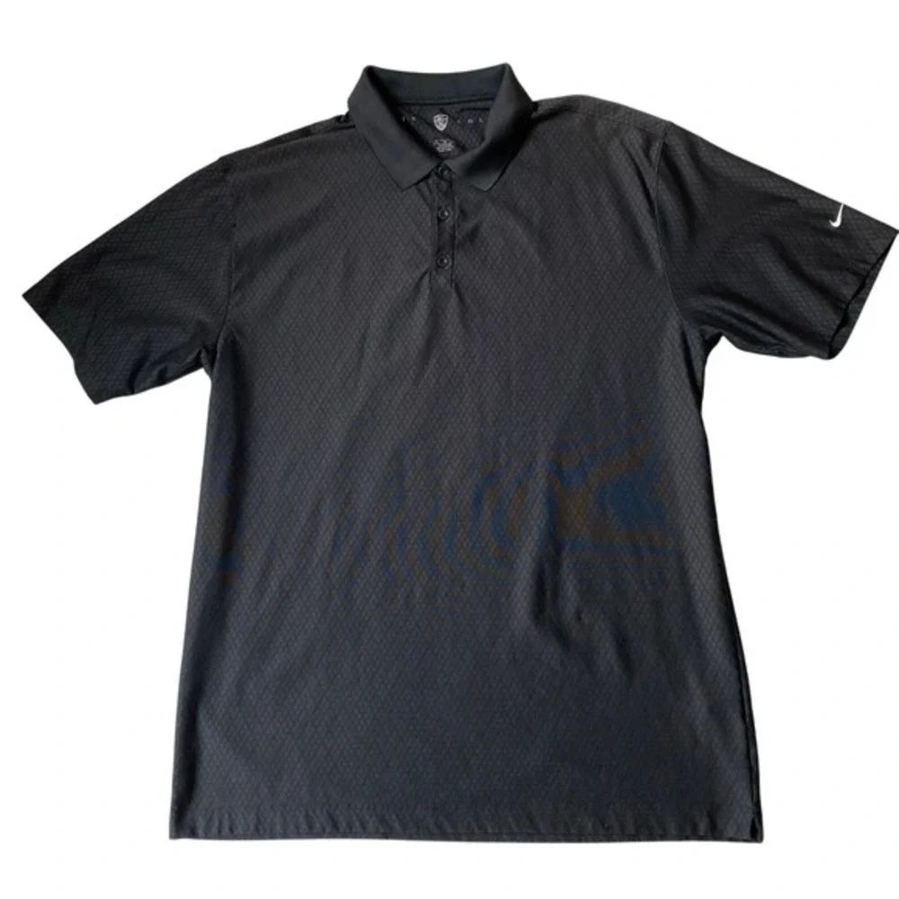 Nike Dry Fit Golf Polo Shirt Men XL Black Diamond Texture Geometric Activewear‎
